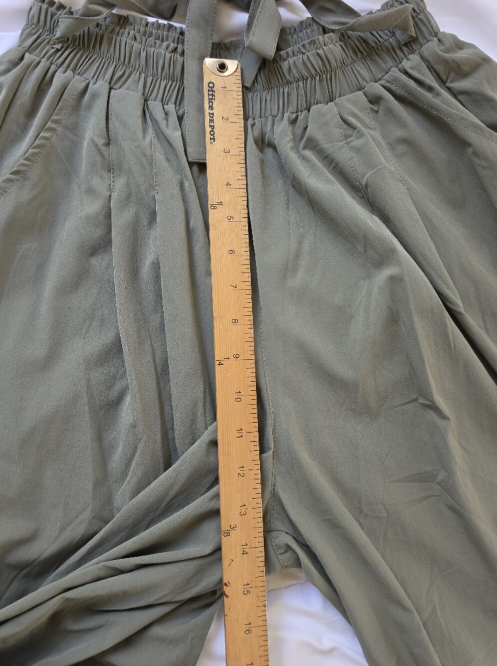 Relaxed Olive Green Wide-Leg Trousers - Picture 8 of 8